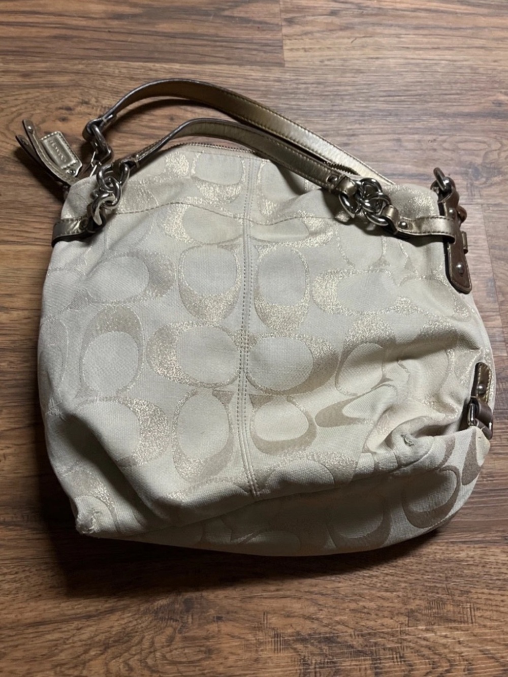 COACH Brooke Large Shopper Satchel Tote Hobo With Leather Trim.